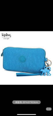 小Z代購#Kipling 猴子包 湛藍 K70109 拉鍊手掛包 零錢包 長夾 手拿包 鈔票/零錢/卡包 輕便多夾層 防水