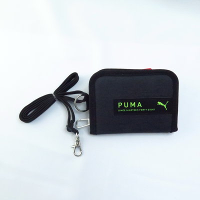 PUMA 零錢收納包 多格層 零錢包 可調節背帶 PM384BK 黑x黃