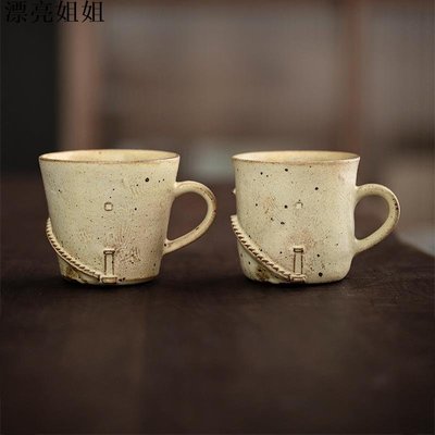 熱銷 進口餐具 日本進口臺階粉引馬克杯日式家用復古水杯咖啡杯手工粗陶杯子