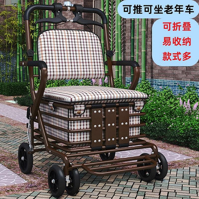 德國老人手推車折疊代步買菜小推車可坐老年人坐的能推走的軟椅子