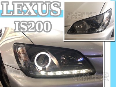 小傑車燈精品--全新 lexus is200 is300 黑框 專用 類r8光圈魚眼大燈 實車 一組7800