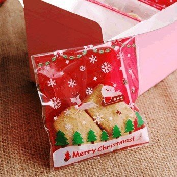 鴨鴨小舖【H32】10*10聖誕雪花自黏包裝袋 100入 聖誕節 禮物袋 禮品袋 糖果袋 餅乾袋 點心袋 飾品袋 小物