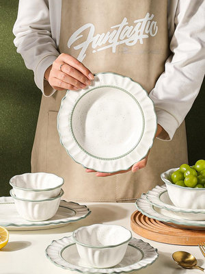 【善一居】北歐餐具盤子菜盤家用碗碟套裝飯碗湯碗深盤魚盤餐盤高級感