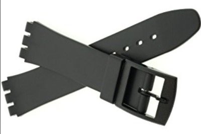 17mm 優質手感SWATCH 專用替代用,全平面黑色矽膠表帶
