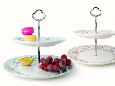 歐式陶瓷二層水果盤 蛋糕盤架 乾果盤 下午茶點心托盤