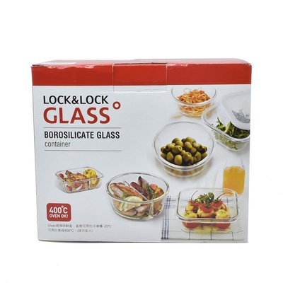 LOCK&LOCK GLASS微波烤箱 圓型玻璃保鮮盒2入 370200008093 再生工場YR1912 03