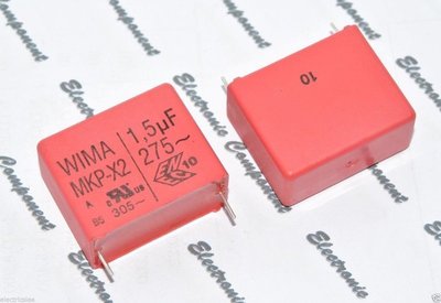 德國WIMA MKP-X2 1.5uF AC 275V 10% 腳距:27.5mm X金屬膜電容 1顆1標