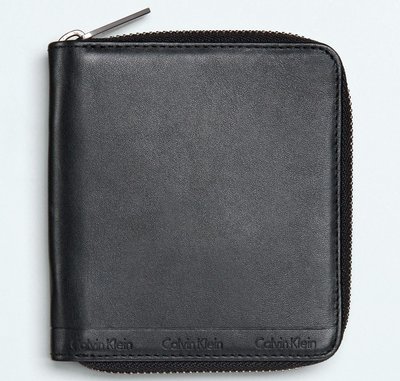 全新美國品牌 Calvin Klein 多功能皮革皮夾卡夾零錢包，附禮盒，低價起標無底價！本商品免運費！