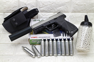 台南 武星級 KWC TAURUS PT24/7 手槍 CO2槍 刺客版 雙色 優惠組D ( 巴西金牛座BB槍BB彈玩具