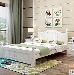 【精選好物】簡約床  簡約現代實木床白色松木1.8米雙人床1.5m單人床1.2兒童歐式床主臥   JD