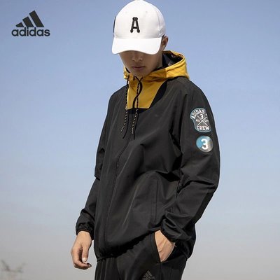 100原廠％Adidas愛迪達外套男裝2021春季新款M SV WB梭織連帽運動夾克 FK5816