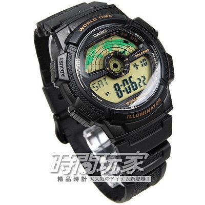 CASIO 卡西歐 AE-1100W-1B 原價1100 電子錶 復刻金 黑色橡膠錶帶 48mm 男錶 【時間玩家】