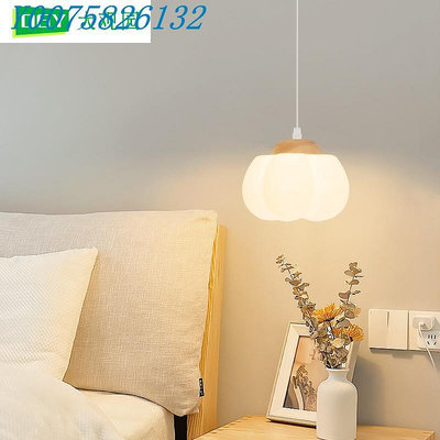 床頭燈北歐原木風燈具現代簡約創意棉花餐廳吊燈臥室吊線燈