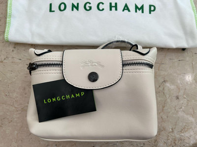 現貨免等新款Longchamp 奶油白牛皮郵差包麻將包