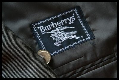 【Burberry 】鐵灰雙排Burberry戰馬銅扣羊毛西裝上衣小瑕出清