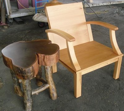 【原味手工家具】台灣檜木椅、雞翅木原木桌-台南 原木 家具