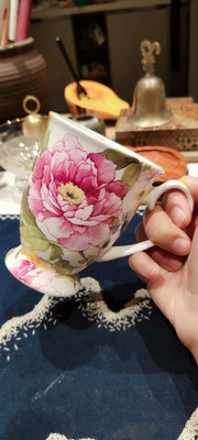新 日本回流瓷器彩繪滿繪玫瑰花骨瓷馬克杯咖啡杯
