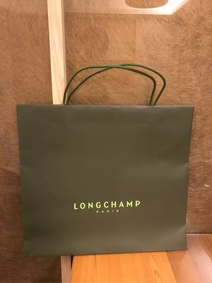 全新 歐洲帶回 Longchamp 品牌紙袋-購物袋 包裝袋 手提袋 禮物袋 (特大 50*45*17cm)  綠色 無摺痕