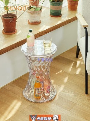 家具系列北歐亞克力透明邊幾簡約設計師創意水晶角幾沙發邊桌梳妝凳圓矮凳-卡鲁科技