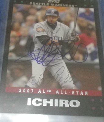棒球天地--5折賠錢出--鈴木一朗 Ichiro Suzuki 2007年簽名球員卡.字跡漂亮