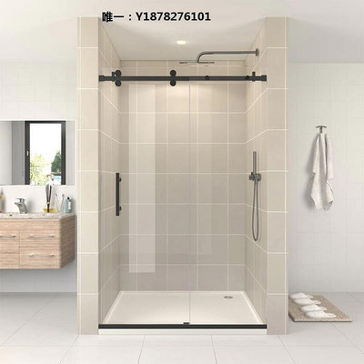 淋浴房無框一字型淋浴房移門一固一活衛生間玻璃隔斷浴室干濕分離推拉門浴室