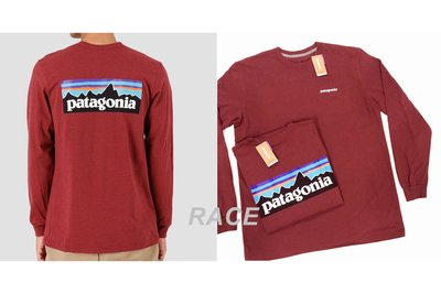 【RACE】PATAGONIA P-6 LOGO T-Shirt T恤 長袖 薄長T恤 衛衣 山景 基本款 酒紅 棗紅