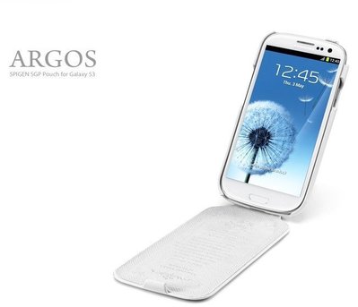 出清 SGP Samsung Galaxy S3 Leather Case Argos下掀式 手工 真皮皮套 白色