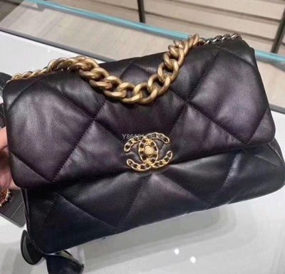 【二手】Chanel 香奈兒女包 爆款19bag 黑金中號30cm 超級難買 專柜已