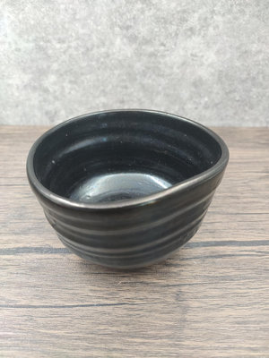 日本 京燒 吉向松月作 黑茶碗