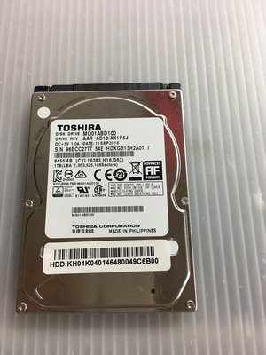 電腦雜貨店→東芝TOSHIBA MQ01ABD100  2.5吋硬碟 1TB(二手良品) $500