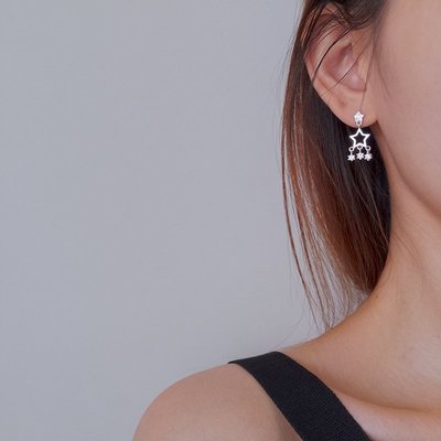 s925銀星星耳環女氣質韓國簡約個性學生潮人迷你2018新款耳墜#飾品#女生#氣質#簡約~特價