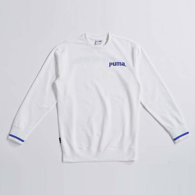 PUMA 流行系列 P.Team 圓領衫 男款 長袖上衣 大學T 毛巾布 E.SO瘦子同款 53969602 白T