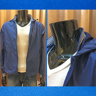 出清價-喜樂選(Selection 6)-全新-- Armani Exchange-AX藍色連帽輕薄防風夾克外套