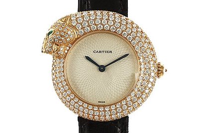 Cartier 卡地亞豹頭系列18K金女用腕錶