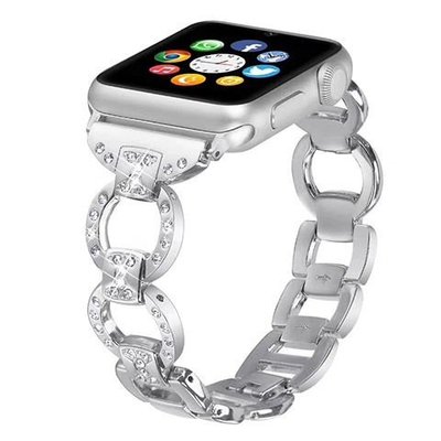 金屬不銹鋼鑲鉆錶帶 適用於apple watch 6 5 6 SE  蘋果手錶 38/42/44/40mm 女士錶鏈