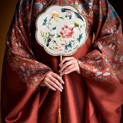 扇子蘇州韻彩古風團扇蘇繡雙面繡手工結婚新娘出嫁古裝漢服中式扇子