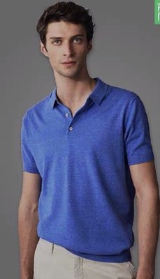 高端Massimo Dutti 男款 淺藍色純棉針織短袖polo衫 650元