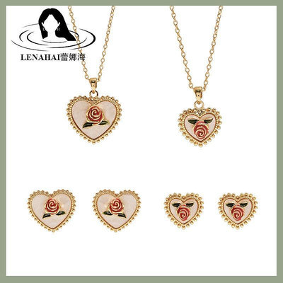 Leann代購~Les Nereides 法式浪漫琺瑯釉愛心玫瑰系列耳環鎖骨項