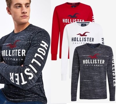 Hollister HCO 海鷗 長袖T恤 車繡貼布logo 現貨 3件 套裝組 白/紅/黑
