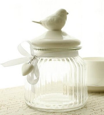 【熱賣精選】小鳥 松鼠模型 美式鄉村動物陶瓷玻璃密封儲物罐擺件家居裝飾品