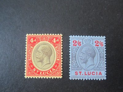 【雲品五】聖盧西亞St Lucia 1913 Sc 73-74 set MNH/MLH 庫號#BP13 71405