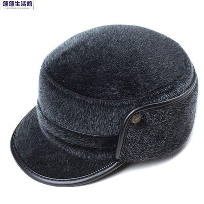 冬季保暖男士棉帽 加厚絨戶外中老年鴨舌帽護耳平頂帽老人帽-蓮蓮生活館
