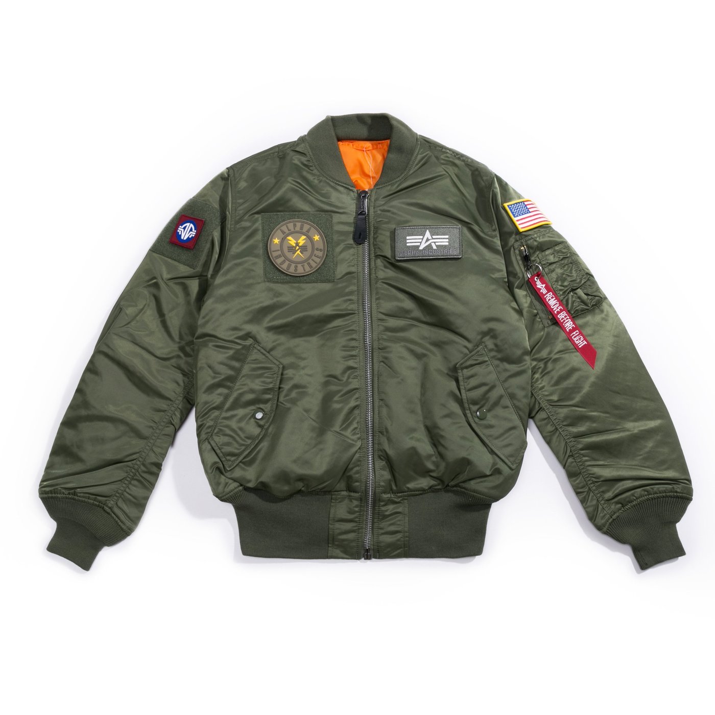 YOYOGI PLUS】ALPHA MA-1 FLEX SLIM FLIGHT JACKET 徽章貼布合身版(綠