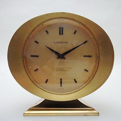 【timekeeper】  重量級70年代瑞士製Looping八日15石橢圓頭機械鬧鐘(免運)