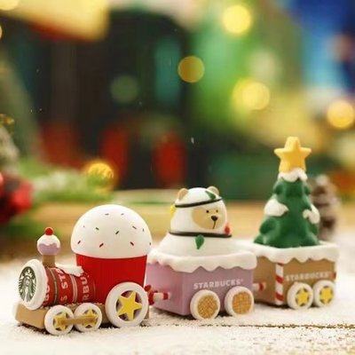 現貨 星巴克2021圣誕節小火車發光小熊夜燈圣誕樹便簽夾咖啡研磨機擺件