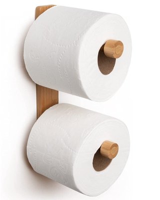 15327A 日本製 天然竹製壁掛浴廁雙桿紙捲架 竹木牆上收納衛生紙架毛巾架 居家衛浴廚房置物整理紙巾架
