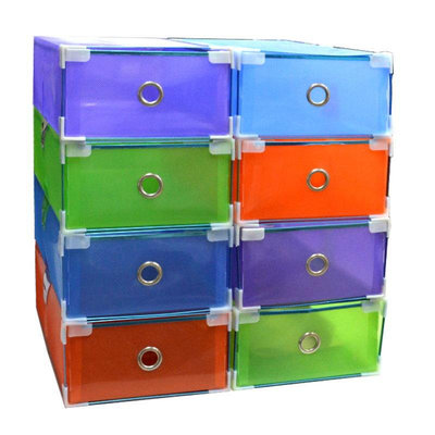 包邊抽屜式鞋盒1入 彩色鞋盒 透明鞋盒/收納鞋盒/收納盒【GC135】久林批發