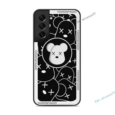 三星Galaxy s22 ultra手機殼卡通熊galaxy s22+皮紋殼高檔保護套全包 samsung S22 手機