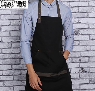 【Feast-菲斯特】-定制工作圍裙 印字韓版時尚女廚房家用做飯圍腰 咖啡店服務員圍裙ZW025