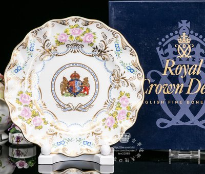 【吉事達】英國皇冠德貝瓷 Royal Crown Derby 1995年女皇95週年生日紀念限量骨瓷陶瓷裝飾盤